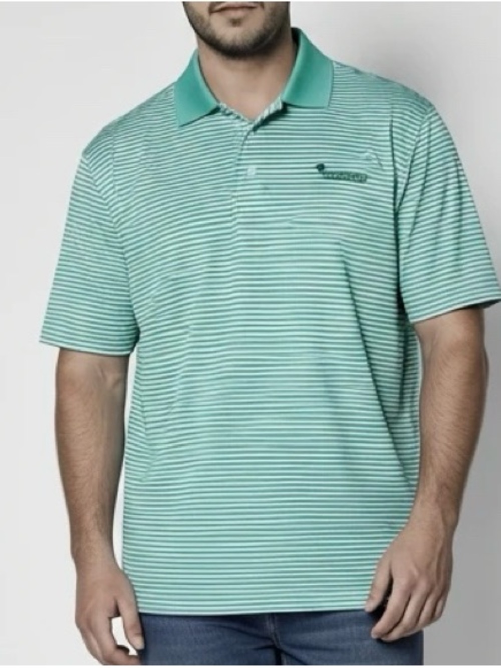 Bermuda Sands Hermann Park Turquoise Striped Polo Shirt